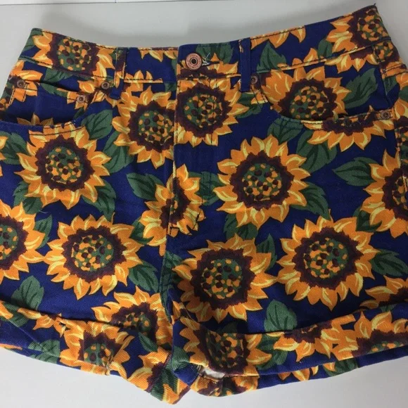 Retro Forever 21 Sunflower High Waisted Shorts size 26 100% Cotton - Picture 5 of 10